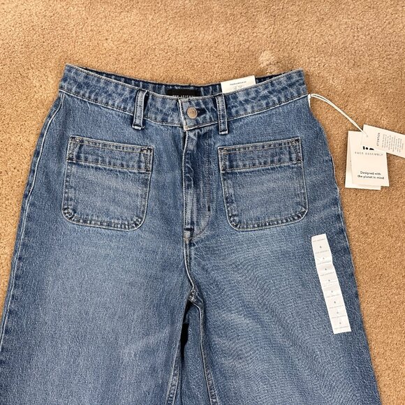 Free Assembly Patch Pocket Jeans Womens Blue Wide Leg Medium Wash Size 6 NWT New - Picture 3 of 10